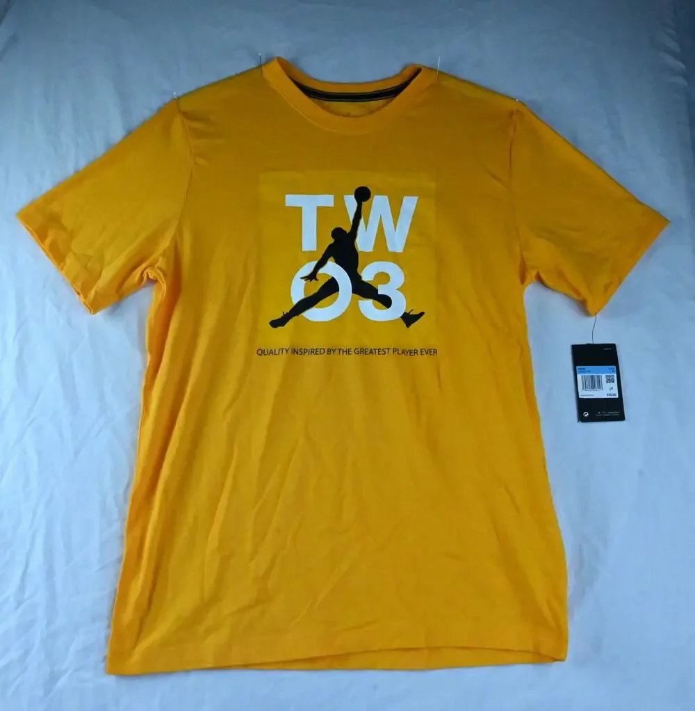 Air Jordan Legacy 12 TWO3 Jumpman T-Shirt Taxi Yellow Men's M CZ1201-739 NWT